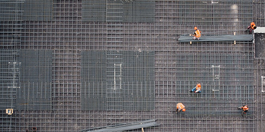Foto von Bewehrungsmatten auf einer Baustelle - Lehrstuhl Tragkonstruktionen