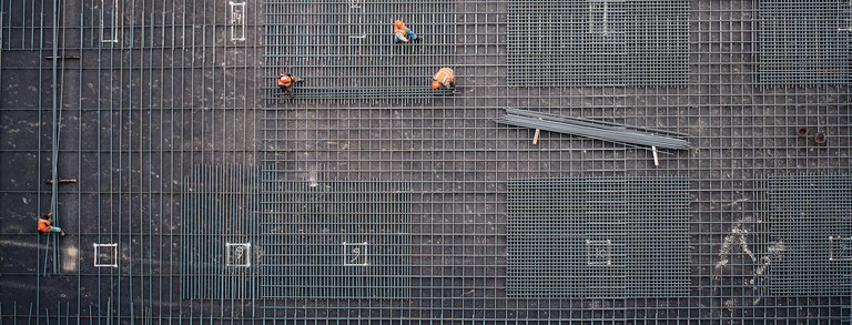 Foto vonBewerhungsmatten auf einer Baustelle - Lehrstuhl Tragkonstruktionen