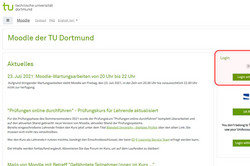 Seite zum Moodle-Login mit den Uni-Zugangsdaten