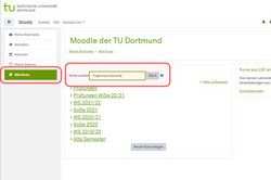 Seite zum Suchen eines Moodle-Kurses des Lehrstuhls Tragkonstruktionen
